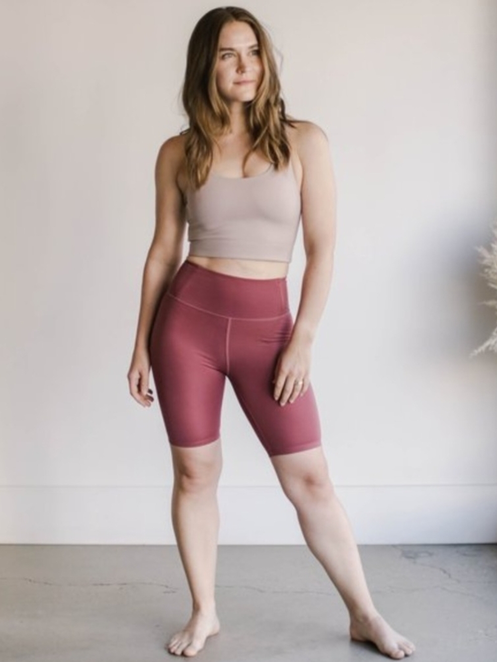 girlfriend collective Rose Mauve High-Rise Bike Shorts